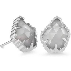Kendra Scott Tessa Geometric Stud Slate Catseye Rhodium Earrings